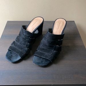 Black suede wedges
